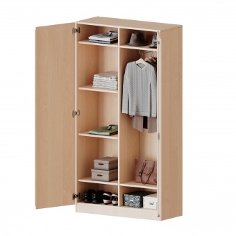 Garderobenschrank, 5 OH, 2 Türen, abschließbar, Gaderobe/Fachboden, B/H/T 80x190x60cm 